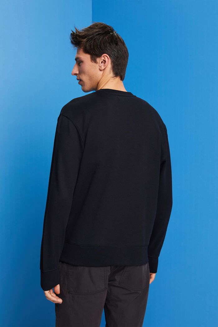 Crewneck sweatshirt with print, 100% cotton, BLACK, detail image number 3