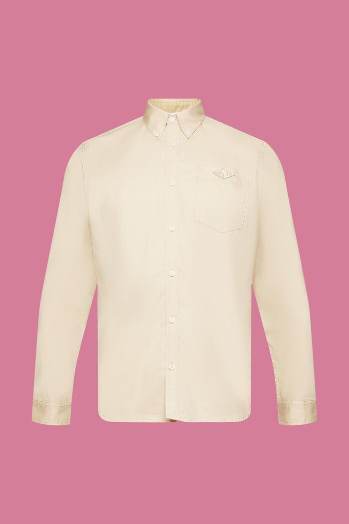 Button-down cotton shirt, BEIGE, detail image number 6