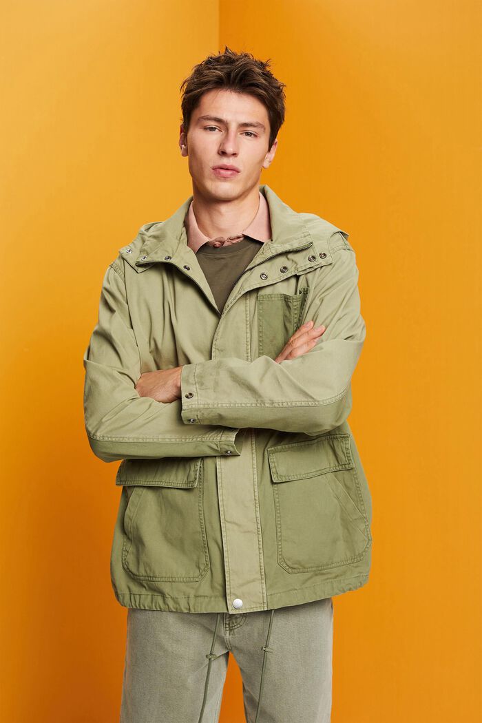 Transitional parka jacket, 100% cotton, OLIVE, detail image number 0