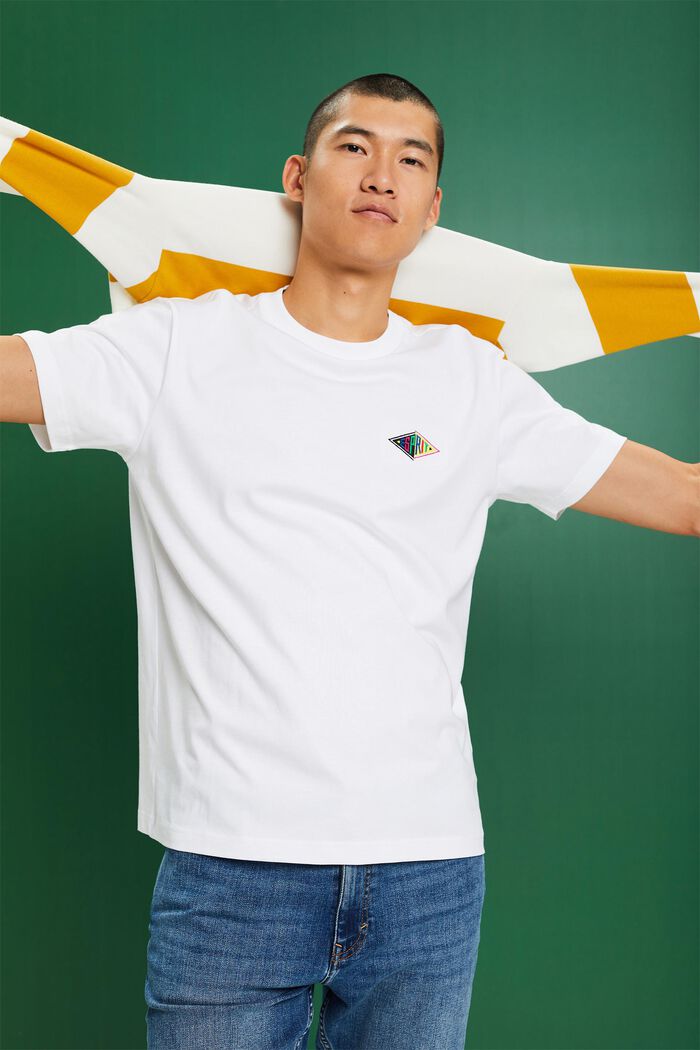 LOGO標誌棉質平織布T恤, 白色, detail image number 5