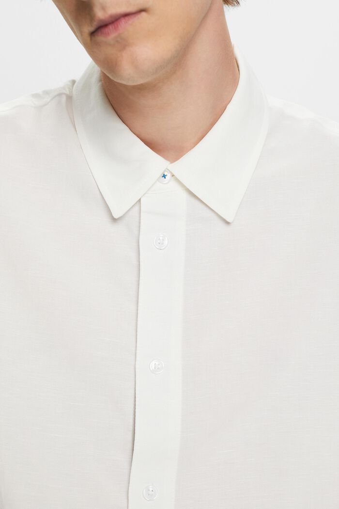 ‌亞麻混紡短袖恤衫, 白色, detail image number 2