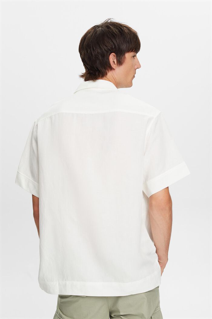 ‌亞麻混紡短袖恤衫, 白色, detail image number 3