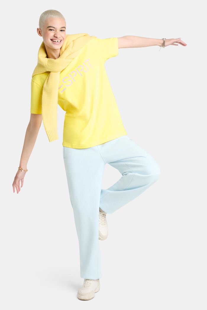‌超大廓形棉質平織布LOGO標誌T恤, 石灰黃, detail image number 4