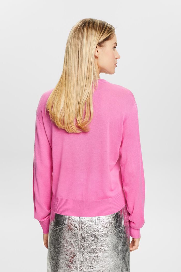 Cashmere Crewneck Sweater, PINK FUCHSIA, detail image number 2