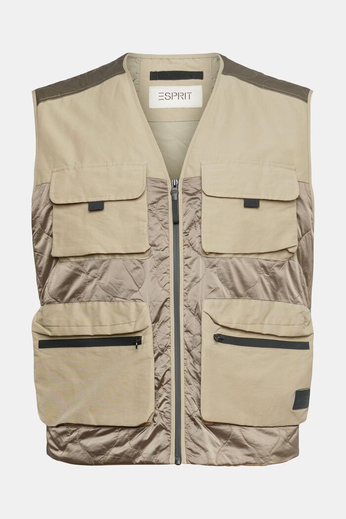 Made of recycled material: body warmer with pockets, PALE KHAKI, detail image number 2