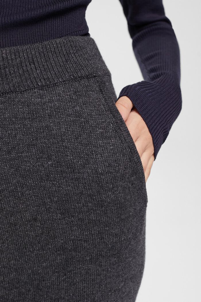 High-rise wool blend knit trousers, ANTHRACITE, detail image number 2