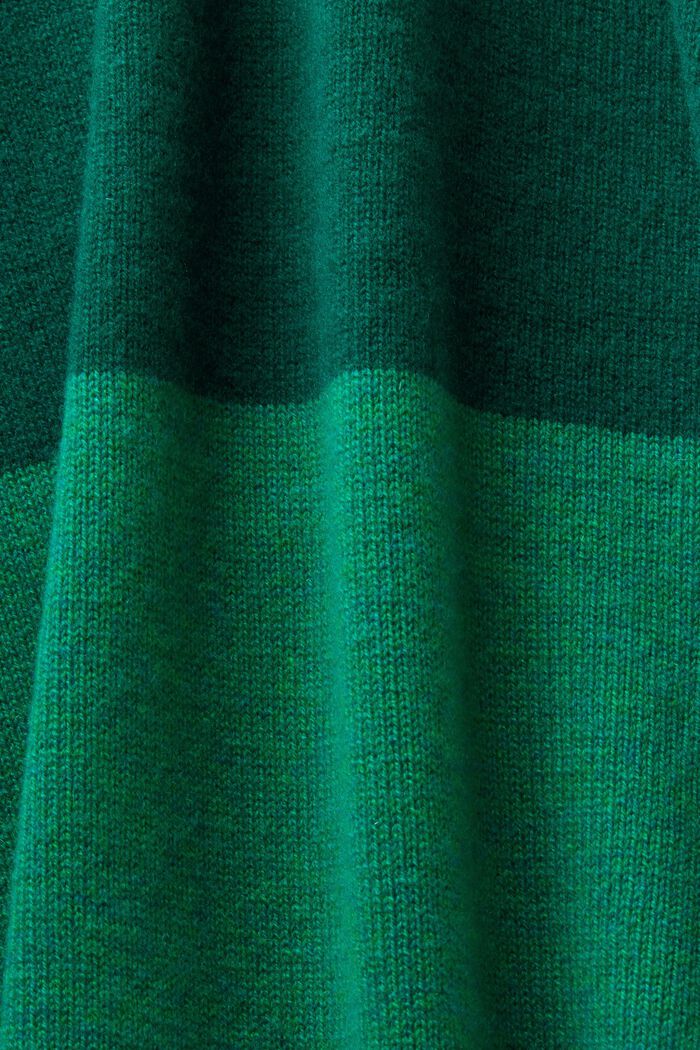 ‌V領橄欖球條紋羊絨開衫, 翡翠綠, detail image number 6