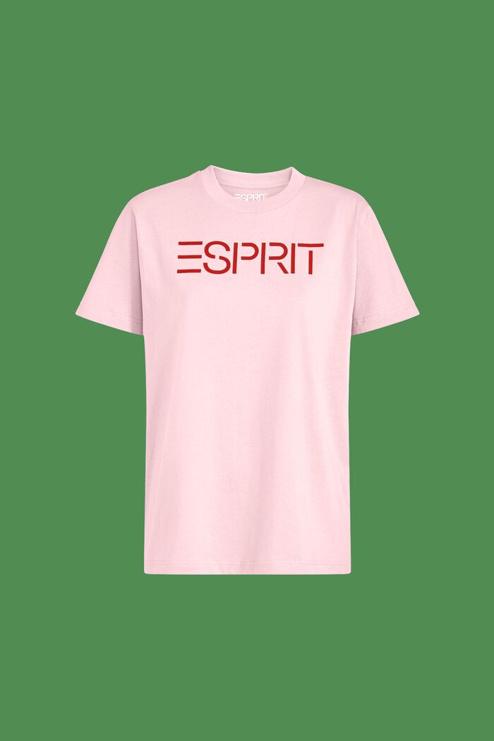 ‌超大廓形棉質平織布LOGO標誌T恤, 淺粉紅色, detail image number 6
