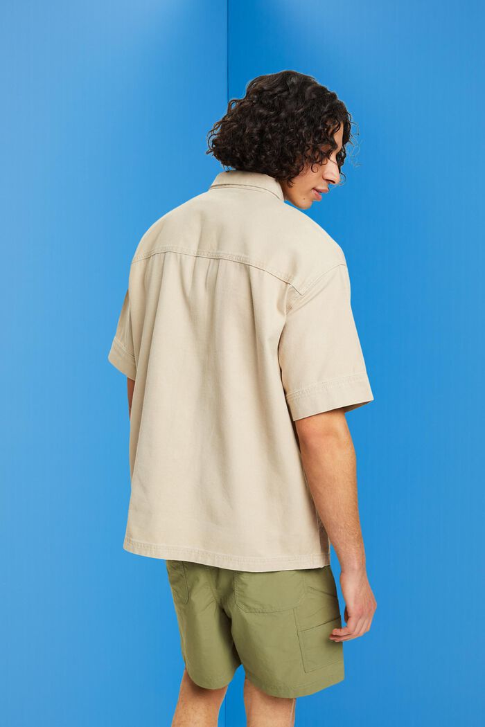 方正版型牛仔短袖恤衫, 米色, detail image number 3