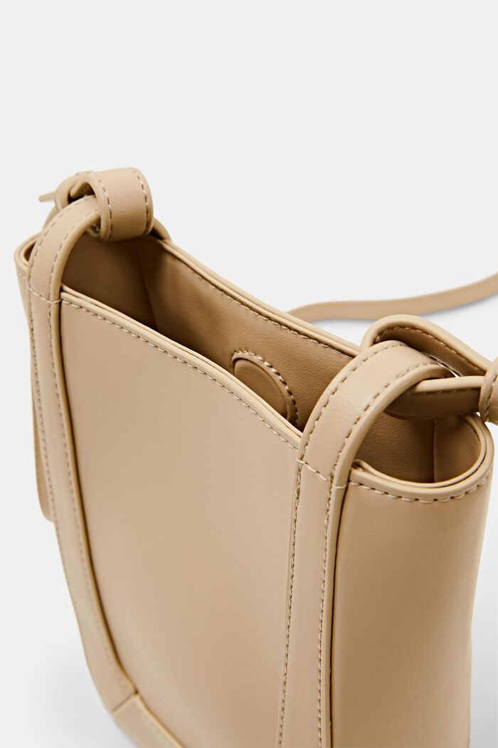 Faux Leather Crossbody Phone Bag, CREAM BEIGE, detail image number 3