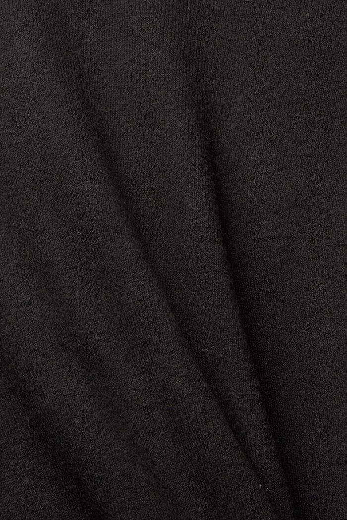羊毛混紡：開襟針織外套, 黑色, detail image number 4