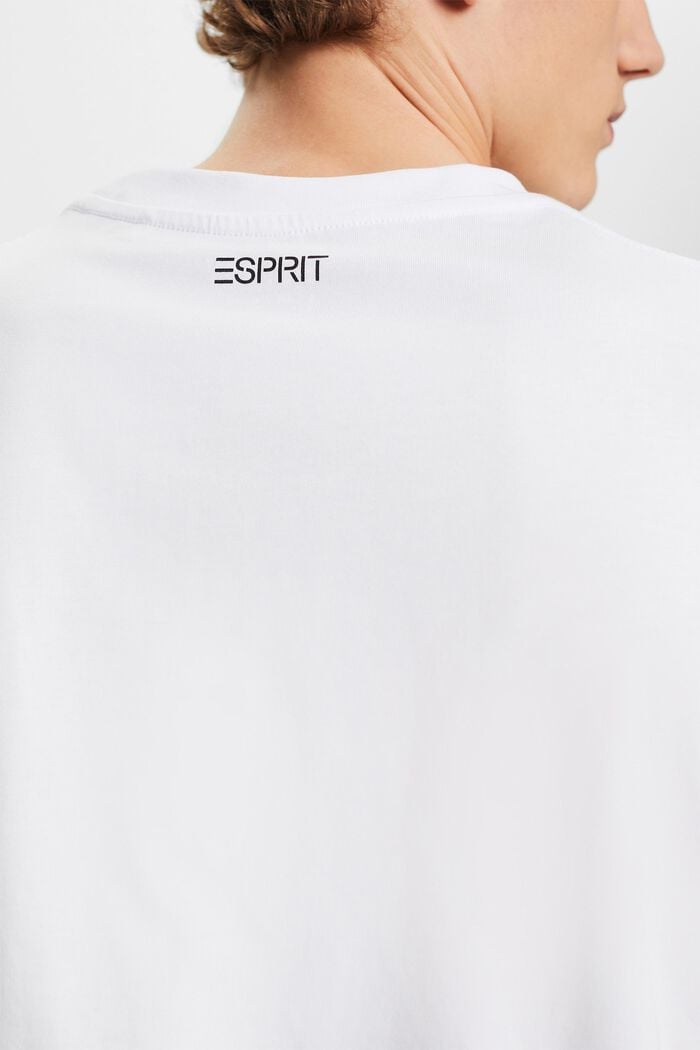 花卉圖案LOGO標誌T恤, 白色, detail image number 4