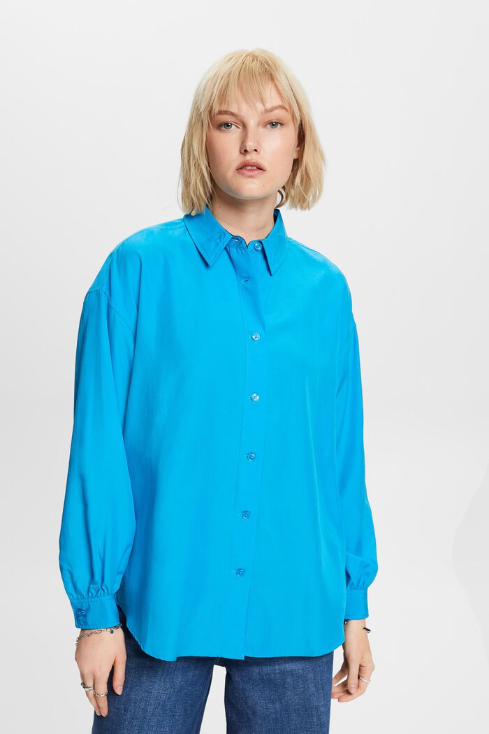 超大廓形女裝恤衫, 藍色, detail image number 0