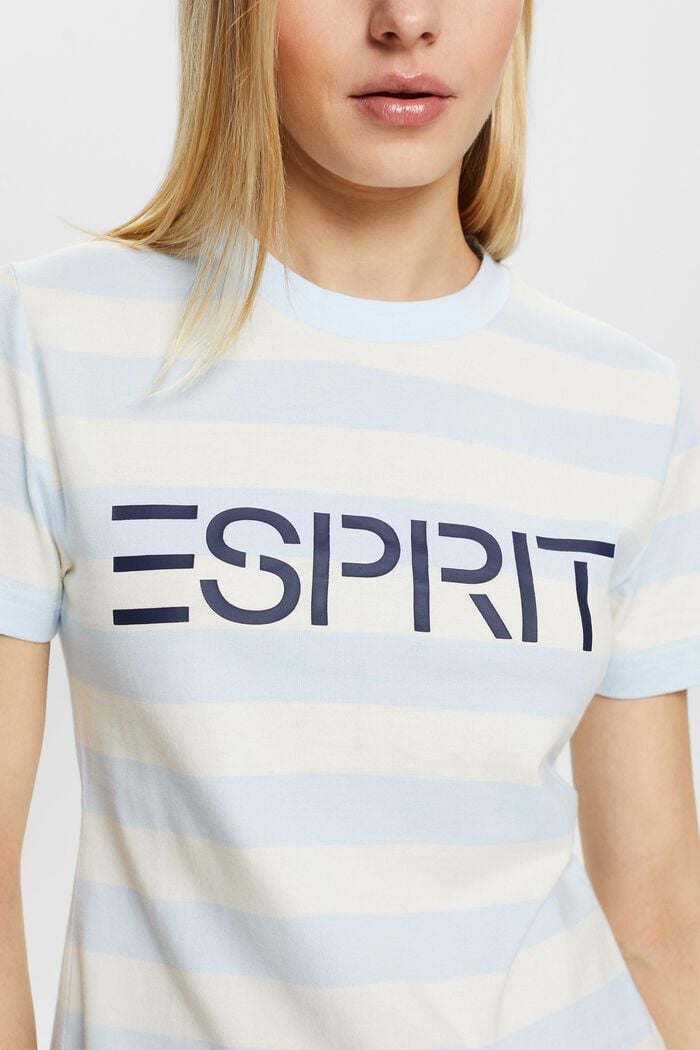 Striped Logo Cotton T-Shirt, PASTEL BLUE, detail image number 2