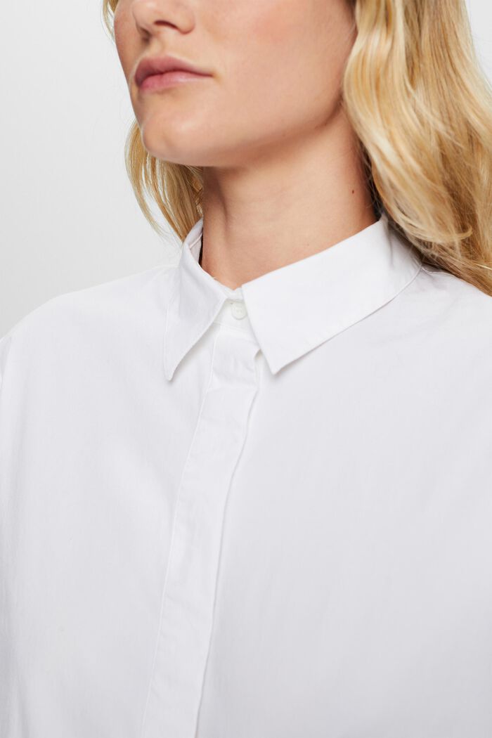 ‌超大廓形棉質府綢恤衫, 白色, detail image number 2