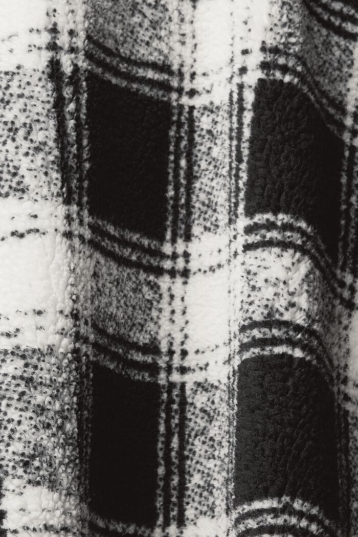 格紋泰迪絨恤衫式外套, 黑色, detail image number 1
