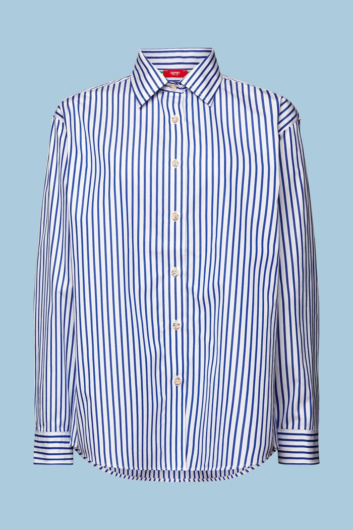 Striped Poplin Shirt, 藍色, detail image number 6