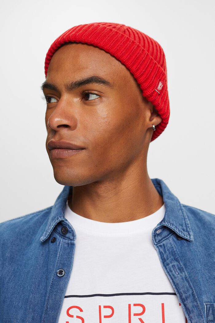 100%純棉羅紋針織圓帽, 紅色, detail image number 2