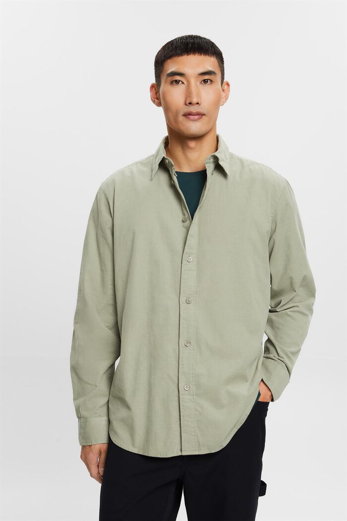 100%純棉燈芯絨恤衫, 淺綠色, detail image number 0