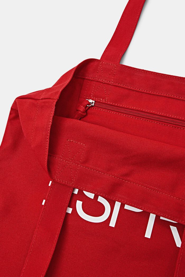 Cotton Logo Tote Bag, 深紅色, detail image number 1
