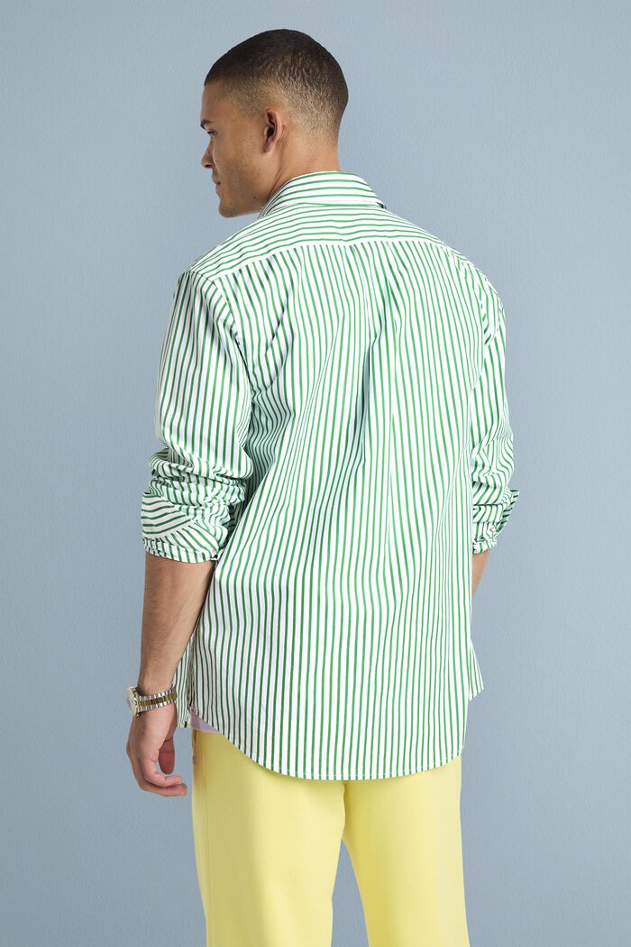 條紋棉質府綢恤衫, 綠色, detail image number 1