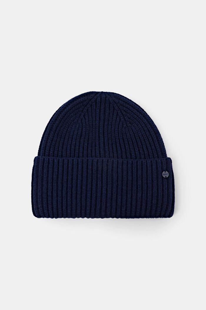 羅紋針織圓帽, 深藍色, detail image number 0