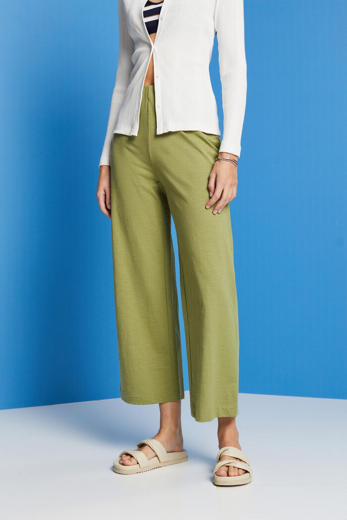100%純棉平織布裙褲, 綠色, detail image number 0
