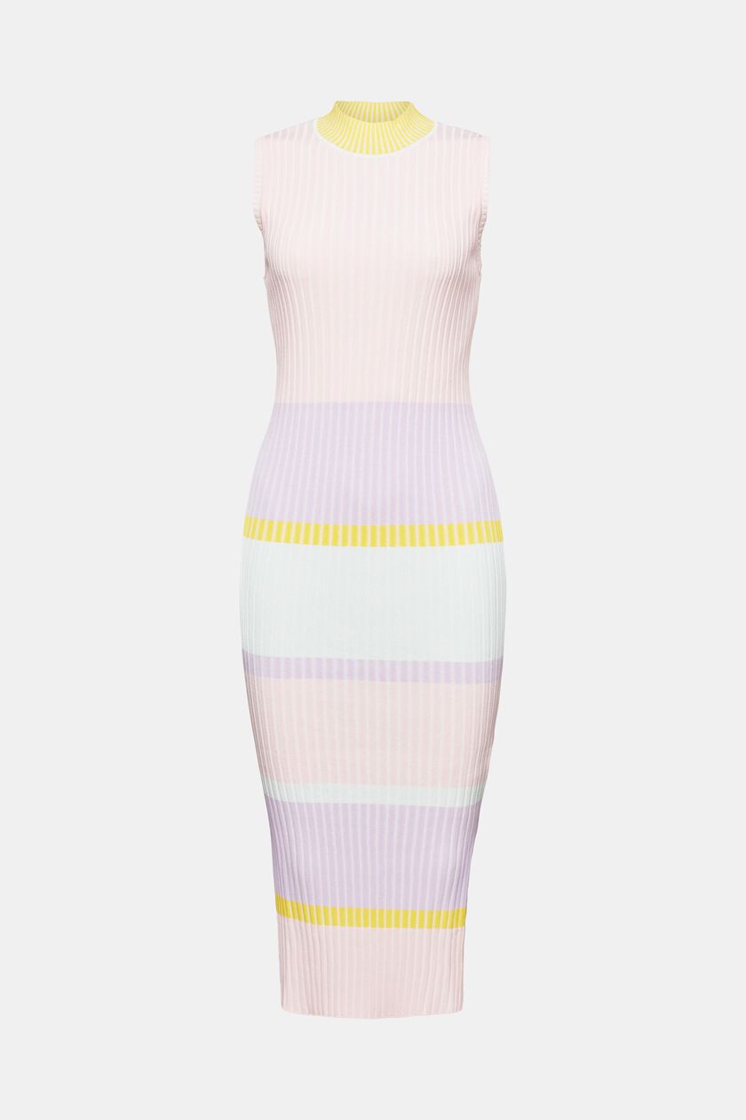 Striped Knit Sleeveless Midi Dress