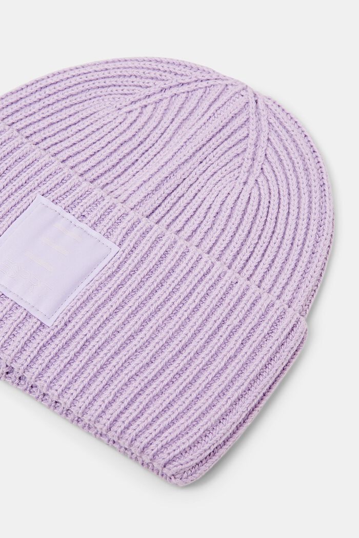 羅紋針織棉質圓帽, 淺紫色, detail image number 1
