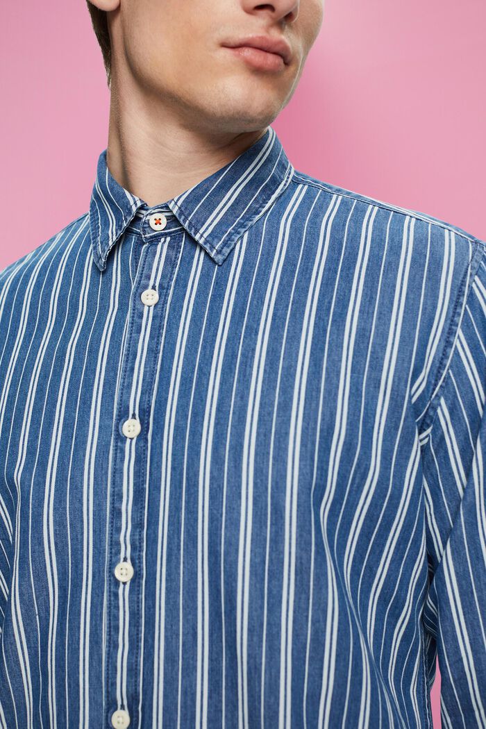 Slim fit denim shirt with stripes, ICE, detail image number 2