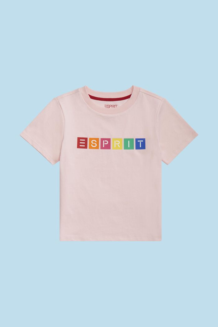 幾何圖案LOGO標誌T恤, 淺粉紅色, detail image number 0