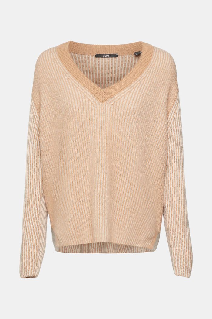 Two-tone jumper with alpaca, LIGHT BEIGE, detail image number 6