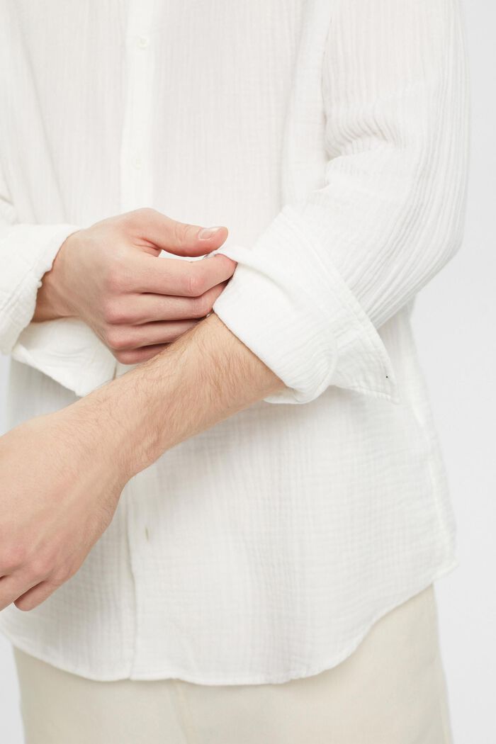 Sustainable cotton muslin shirt, OFF WHITE, detail image number 2