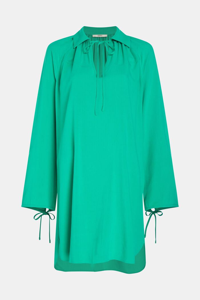 Rayon Silk 領帶連身裙, 綠色, detail image number 4