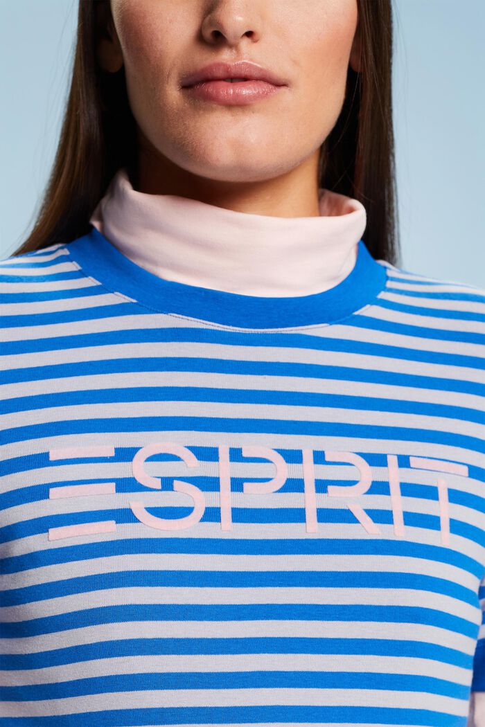 ‌LOGO標誌印花條紋棉質T恤, 淺藍色, detail image number 1