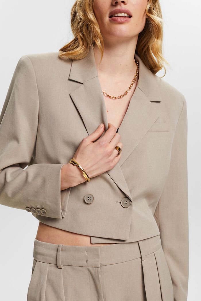 短款雙排扣西裝外套, 淺灰褐色, detail image number 3