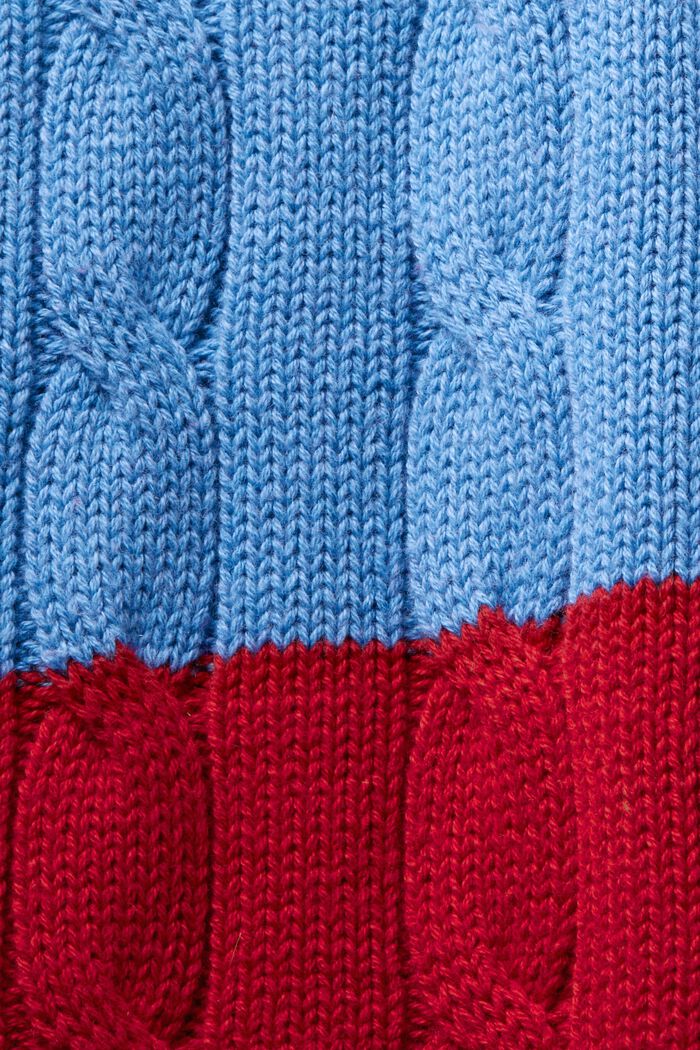 Striped Dolphin Logo Cable Knit Sweater, LIGHT BLUE LAVENDER, detail image number 7