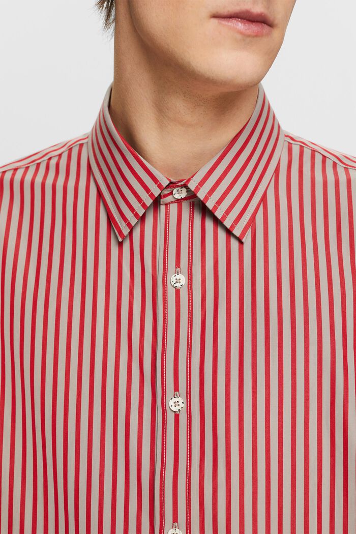 條紋府綢恤衫, 深紅色, detail image number 2