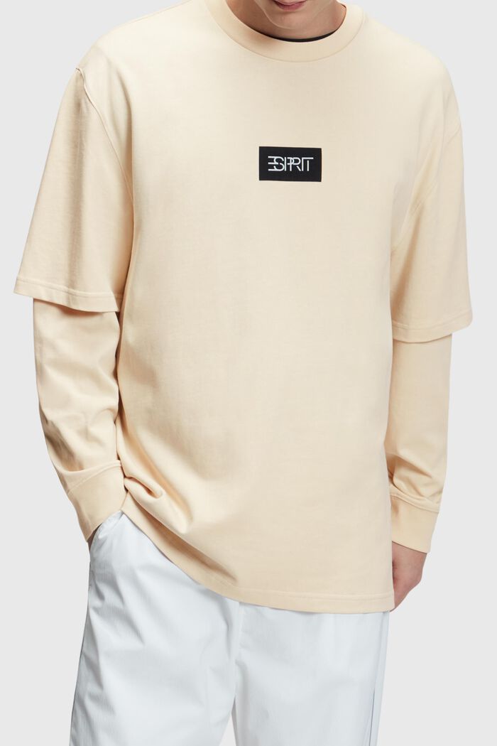 Oversized double-sleeve t-shirt, CREAM BEIGE, detail image number 0