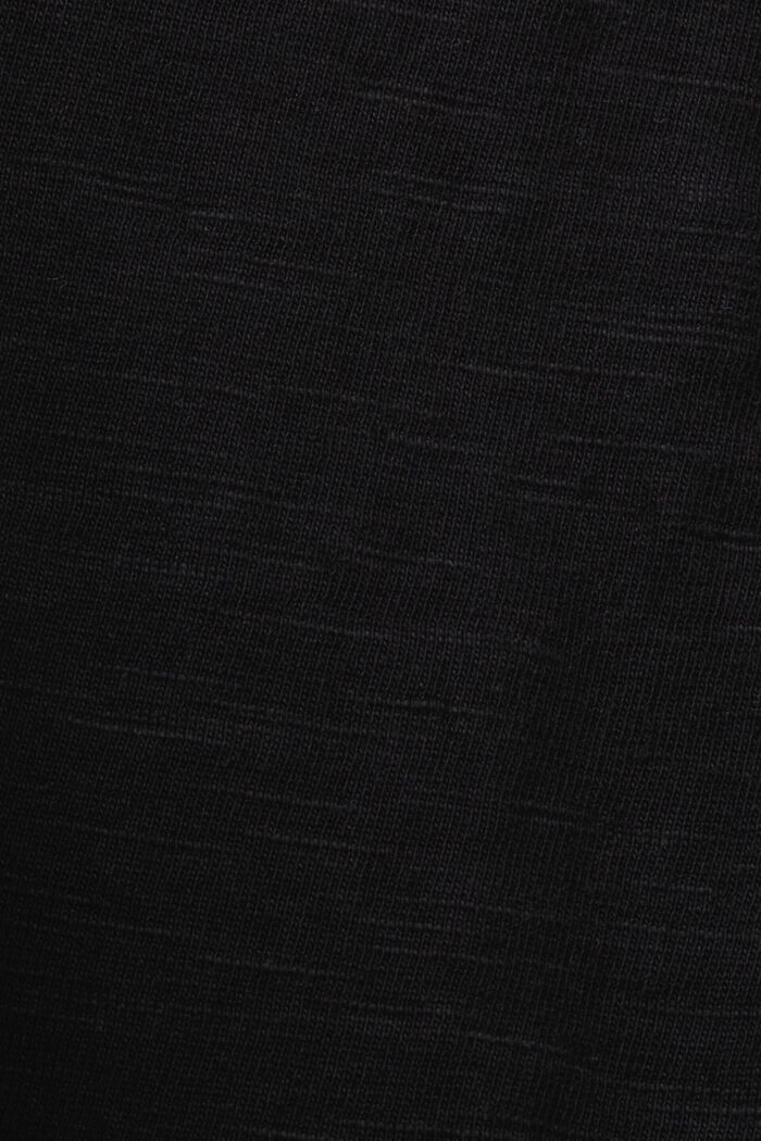 100%純棉蕾絲飾邊T恤, 黑色, detail image number 6
