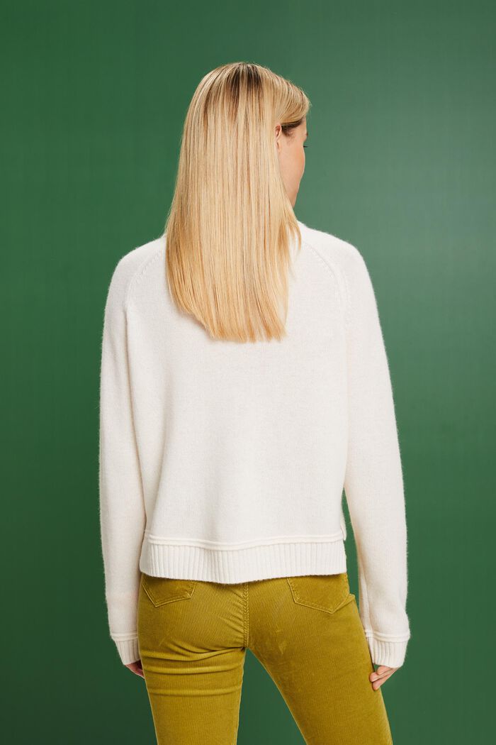 Cashmere Turtleneck Sweater, OFF WHITE, detail image number 4