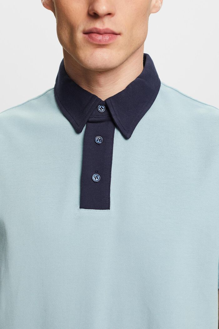 Cotton Pique Polo Shirt, LIGHT BLUE, detail image number 3