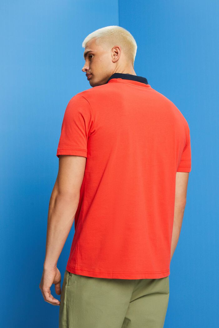 Geometric Print Organic Cotton T-Shirt, ORANGE RED, detail image number 3