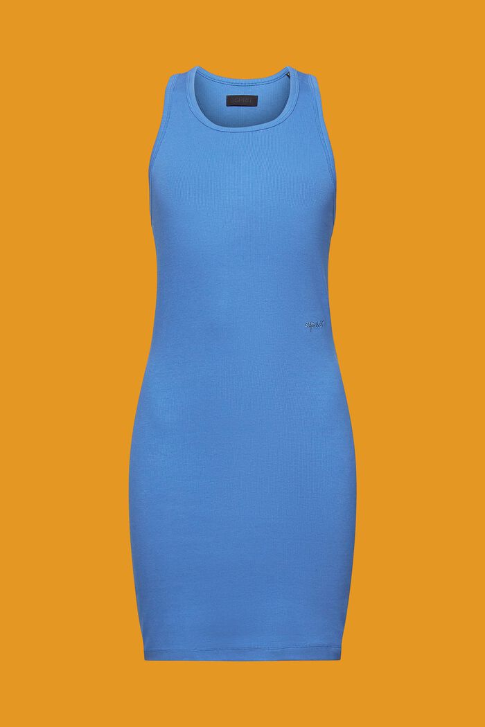 羅紋平織布連身裙, 灰藍色, detail image number 7