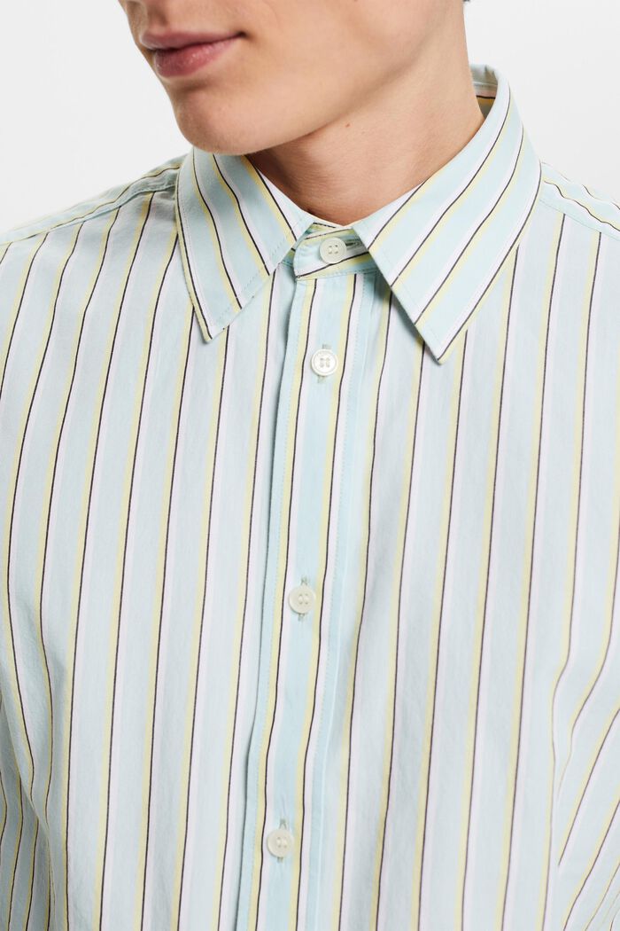 條紋扣角領恤衫, 淺湖水綠色, detail image number 2