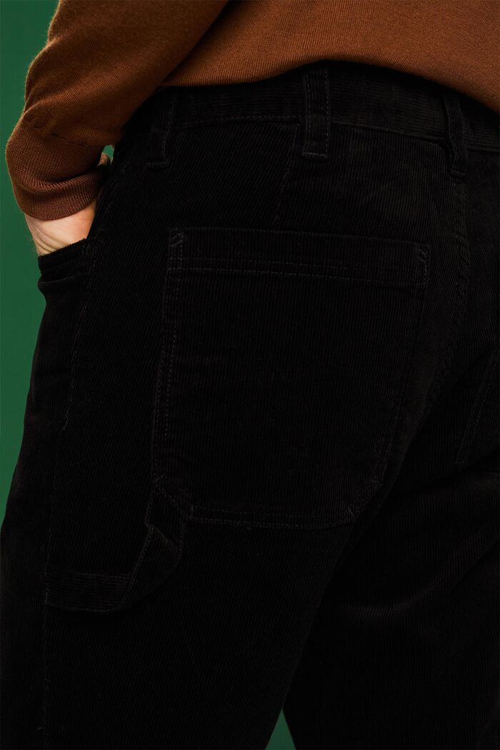 Corduroy Straight Carpenter Pants, BLACK, detail image number 4