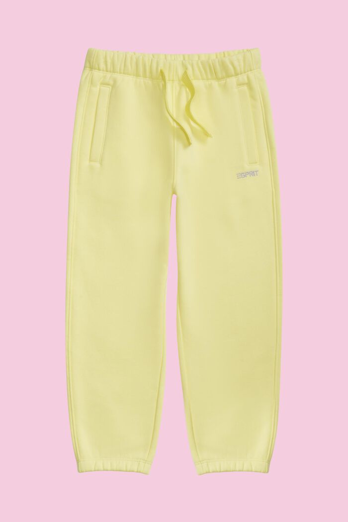棉質混紡LOGO標誌運動褲, 淺黃色, detail image number 0