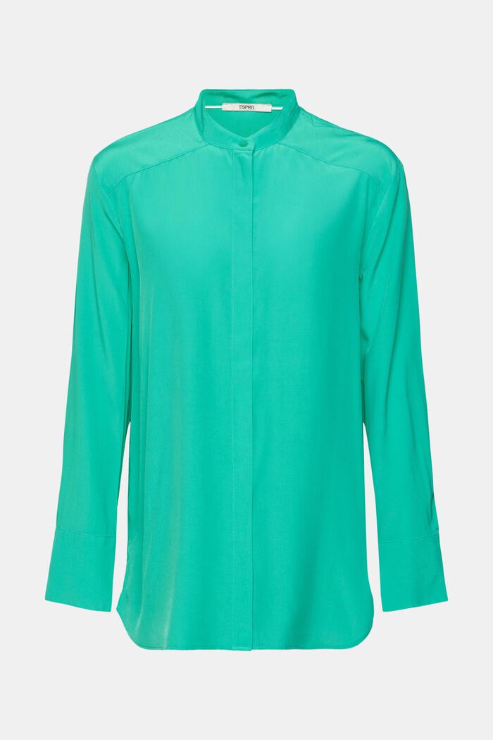 Blouse with banded collar, LIGHT GREEN, detail image number 6