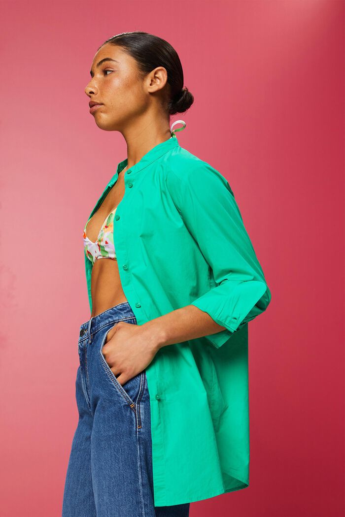 圓領有機棉女裝恤衫, 淺綠色, detail image number 4