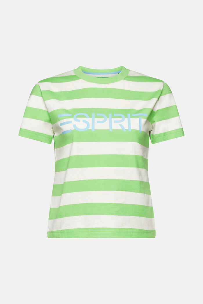 Striped Logo Cotton T-Shirt, CITRUS GREEN 3, detail image number 5